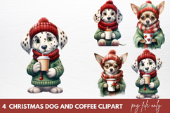 Christmas Dog And Coffee Clipart Sublimation Christmas Dog Product Image 1
