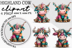 Colorful Highland Cow Clipart Product Image 1