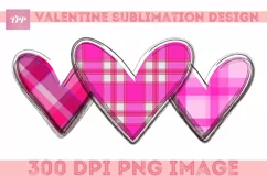 Plaid Hearts png, Valentine Sublimation Design Product Image 1