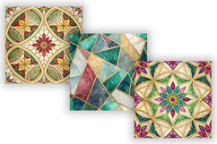 Luxury Stained Glass Mosaic Seamless Patterns, Gold Foil Product Image 4