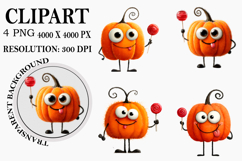 Quirky Halloween Pumpkins PNG Clipart Watercolor PNG Product Image 1