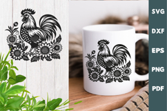 Rooster laser SVG PNG| Floral Chicken Cutting Board Product Image 3