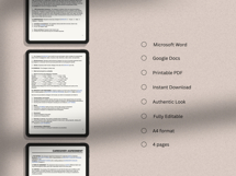 Caregiver Agreement doc simple template, MS Word editable Product Image 4