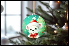 White Polar Bear Christmas Round Ornament Sublimation Product Image 2