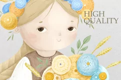 UKRAINE. UKRAINIAN GIRL, chldish clipart illustration Product Image 5
