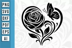 Flower Heart SVG, Floral Heart SVG, Butterfly Heart, Love Product Image 4
