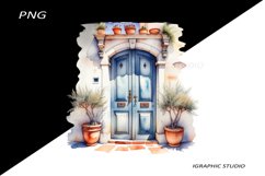 Watercolor Medirerranean Door Clipart Product Image 1