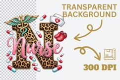 Nurse Letter N Leopard PNG, Nurse Sublimation Design, Product Image 4
