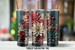 Christmas Flowers Tumbler Wrap Sublimation Designs Product Image 4