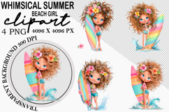 whimsical summer beach Girl Clipart Product Image 2