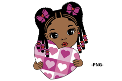 Valentine Girl Holding Red Heart Clipart Svg T-Shirt Design Product Image 4