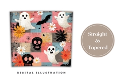 Skull Tumbler Wrap, Cartoon Halloween Ghost Tumbler PNG Product Image 4