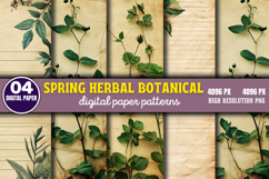 Spring Herbal Botanical Digital Paper Bundle PNG Product Image 5