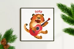 Funny Tiger with acoustic guitar,Lunar New Year 2022 symbol Product Image 4