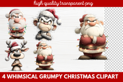 4 Whimsical Grumpy Christmas Clipart | Funny Grumpy Holiday Product Image 1