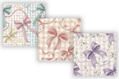 Coquette Bow Gingham Digital Paper, Seamless Watercolor Product Image 4