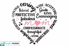 Mom Heart Shape SVG | Mother's Day Heart SVG PNG Product Image 1