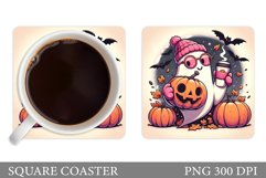 Cute Ghost Coaster Design. Halloween Coaster Sublimation Product Image 1