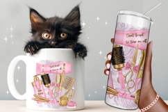 Pink Hair Salon Sublimation PNG Beauty Tools Design Product Image 4