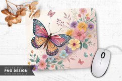 Butterfly Floral Wall Art Mouse Pad PNG Design Product Image 1