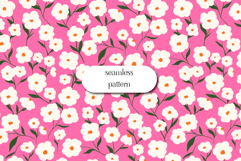 Pink Floral Seamless Pattern Cute Hand Drawn Flowers Product Image 1