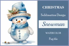 Christmas Sublimation Cute Snowman Watercolor Vintage / Png Product Image 1