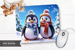 Snowman with Penguin and Scarf Winter Wonderland Mouse Pad Product Image 1