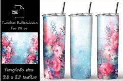 Pink Flowers Tumbler Wrap Sublimation For 20 oz Skinny Product Image 1