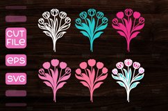 3D Layered Tulips Flowers laser cut,Layered Paper Cut SVG Product Image 2