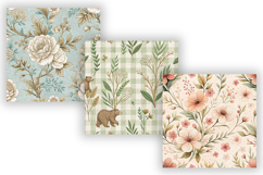 Nursery Toile Digital Paper Pack, Vintage Floral Toile Product Image 4