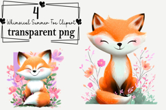 Whimsical Summer Fox Clipart Watercolor PNG Product Image 1