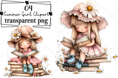 Whimsical Little Summer Girl Clipart Watercolor PNG Product Image 1