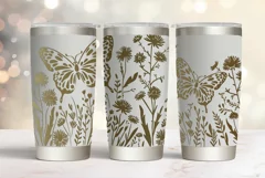 20oz Tumbler laser svg wrap|Wildflowers and Butterflies Product Image 1