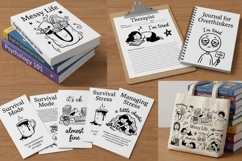 Messy Life Clipart Bundle, Tired Overwhelmed Doodle SVG Product Image 4