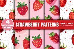Strawberry Digital Papers Pattern Bundle PNG Product Image 5