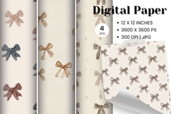 Bow Ribbon Background Bow Digital Paper Pattern Wallpaper_3 Product Image 1