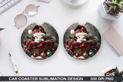 Piglet Car Coaster Sublimation| Christmas Coaster PNG Product Image 1