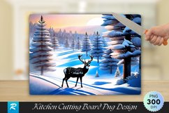 Deer and Snowy Trees Cutting Board PNG Design Product Image 1
