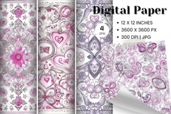 Heart Pattern Valentines Background Wallpaper Digital Paper Product Image 1