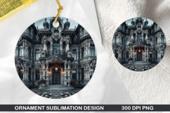 Castle House Stained Glass Ornament PNG,Digital Download Fil Product Image 1