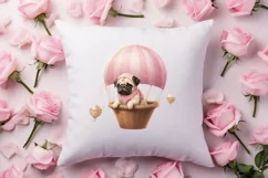 Cute Pug Puppy Valentine Clipart, Valentines Clipart Product Image 4