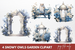 Christmas Snowy Owls Garden Clipart Sublimation Product Image 1
