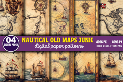 Nautical Old Maps Junk Journal Pattern PNG Product Image 1