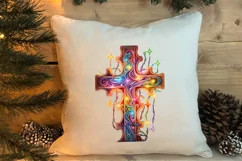 Christmas Cross Watercolor Clipart, Jesus Christ Clipart Product Image 4