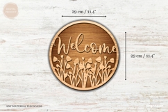 Welcome Floral Door Sign Laser Cut | Wooden Door Hanger Product Image 3