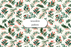Winter Berry Botanical Pattern | Seamless Holiday Foliage Product Image 1