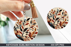 Flower Keychain Sublimation - Autumn Keychain PNG Design Product Image 1