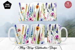 Mug sublimation design with wildflowers, PNG Bundle Product Image 1