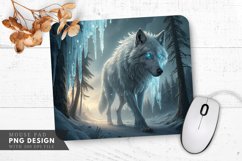 Glowing Wolf in Ice Forest Mouse Pad PNG Design Product Image 1