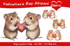 Valentine Cute Hamster Love Clipart PNG Product Image 1